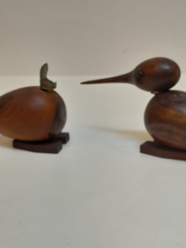 2 Vintage houten ijsvogeltjes