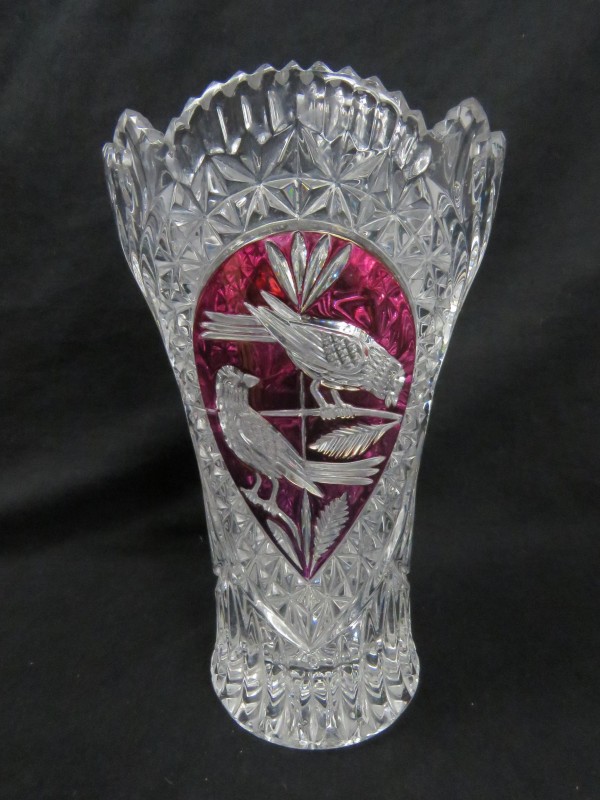 Kristallen vaas met vogel print
