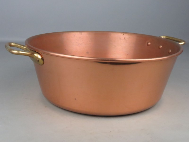 Vintage grote koperen konfituur-pot (Ø 36 cm) 2,15 kg