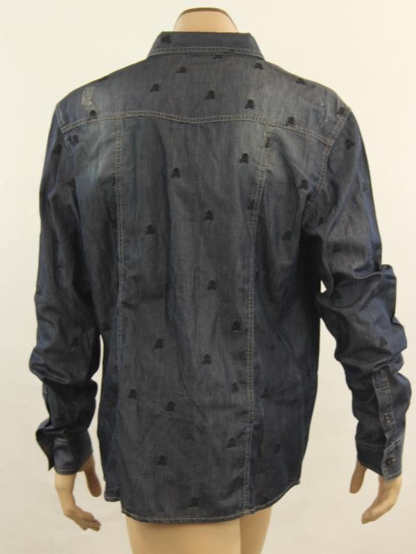 Marlon shirt with Skull Embroidery - Denim - gemerkt PHILIPPE PLEIN - NIEUW met labels