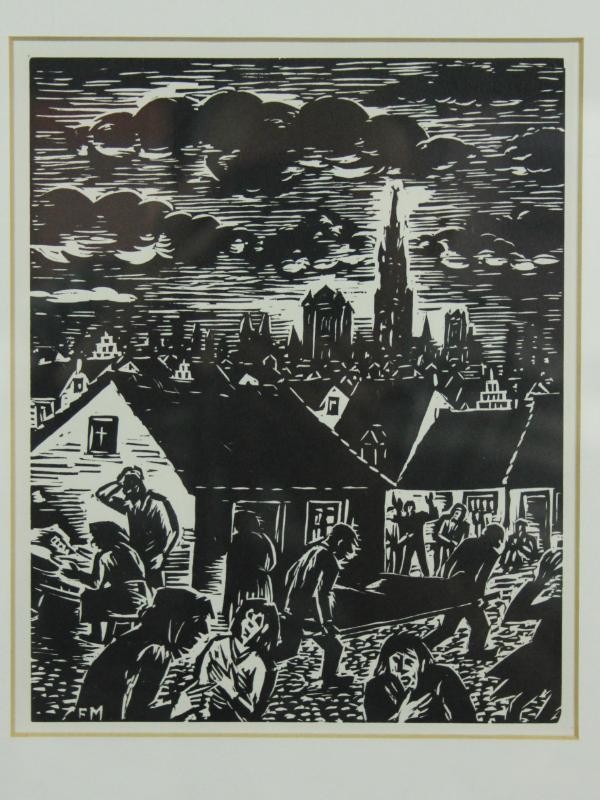 2 Houtsnedes Antwerpen & Gent - Frans Masereel (1889-1972)