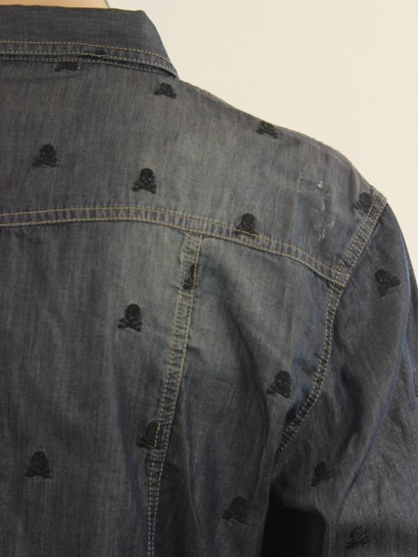 Marlon shirt with Skull Embroidery - Denim - gemerkt PHILIPPE PLEIN - NIEUW met labels