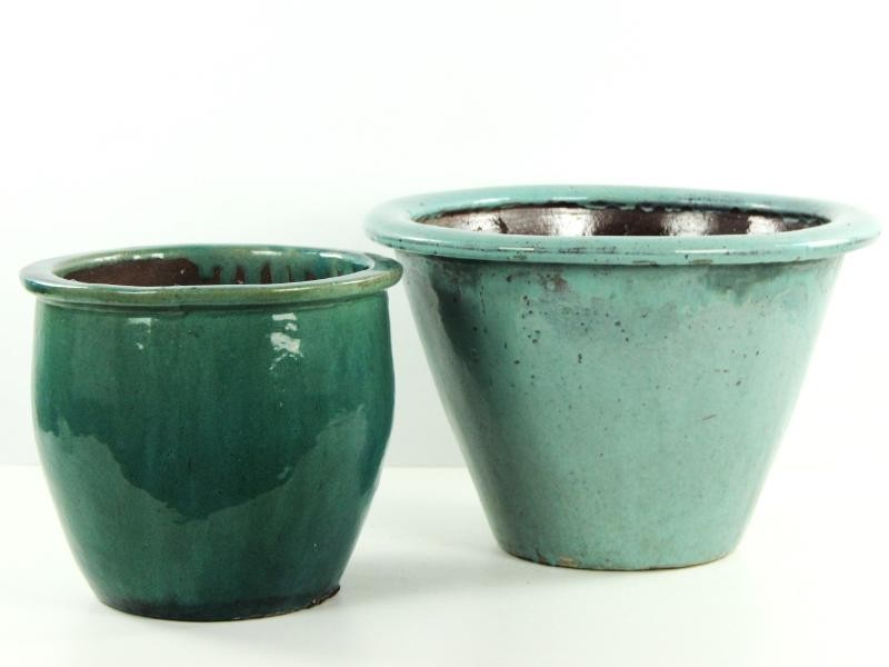 XXXL - 2 Knappe cache-pots turquoise en groen