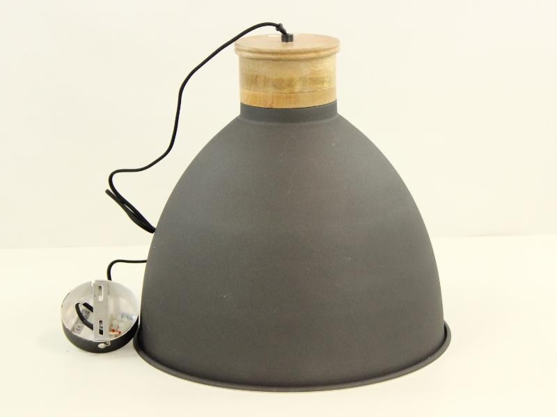 Grote industriële hanglamp met hout - Light and Living, type Milou