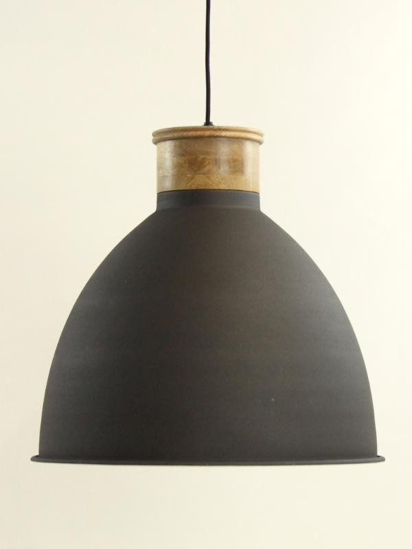 Grote industriële hanglamp met hout - Light and Living, type Milou