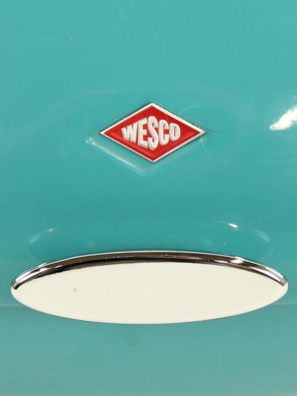 WESCO - vintage, knappe appelblauwzeegroene brooddoos