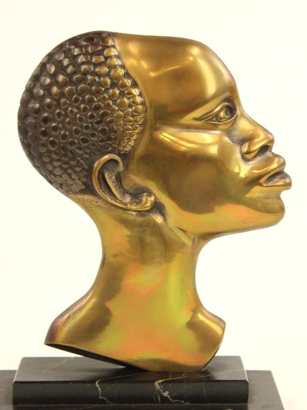 Art Deco brons sculptuur op een marmer voet - The Congo Lady