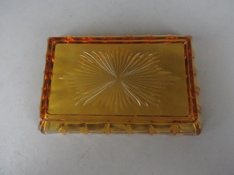 Amber art-deco glazen schaaltje