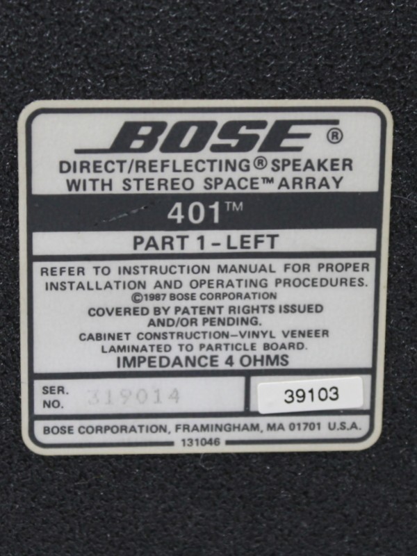 Set Bose 401 Direct/Reflecting Speakers