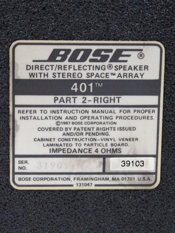 Set Bose 401 Direct/Reflecting Speakers