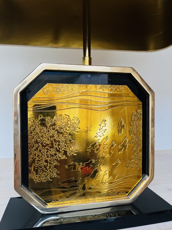Vintage 23-karaats gouden tafellamp