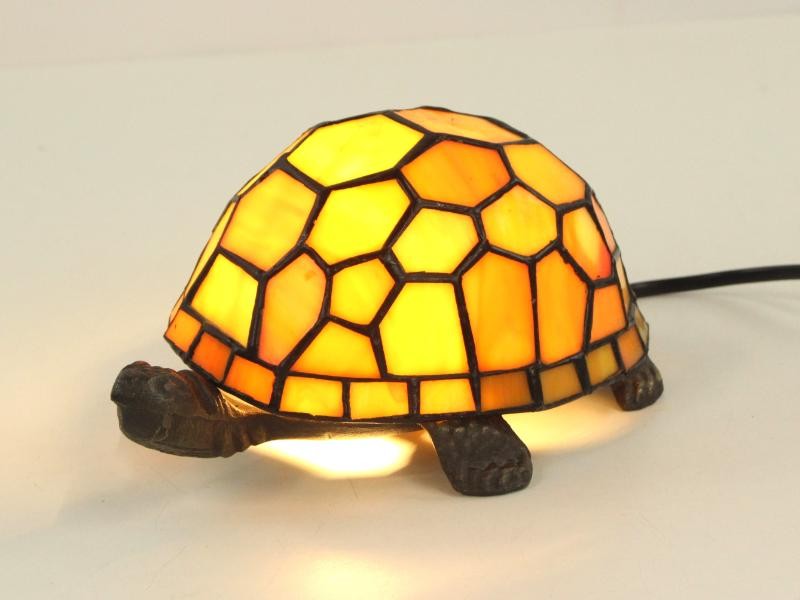 Schildpad lampje in bruin glas - Tiffany-stijl lamp