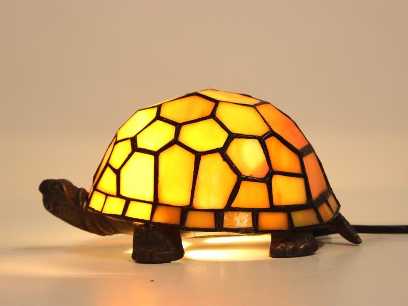 Schildpad lampje in bruin glas - Tiffany-stijl lamp