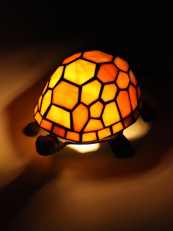 Schildpad lampje in bruin glas - Tiffany-stijl lamp