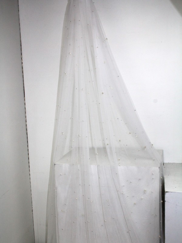 Bruidssluier - 3 m met parels