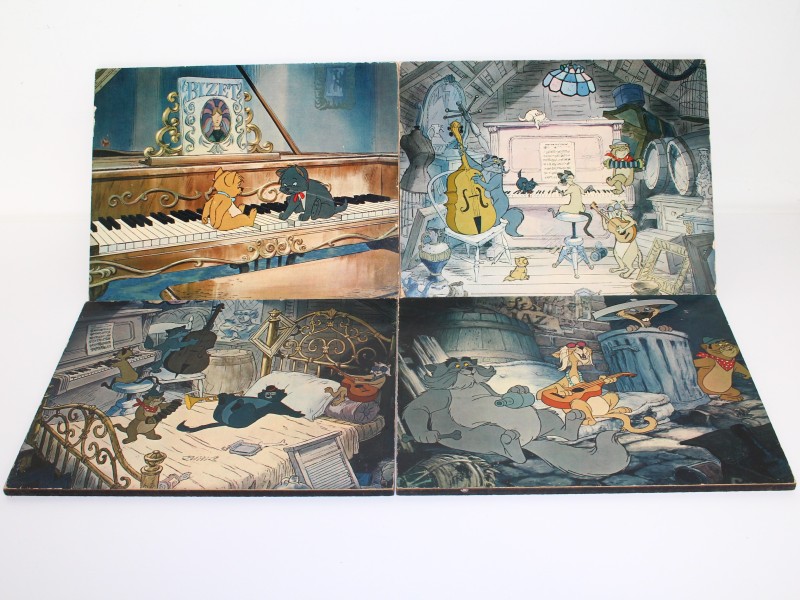 4 Vintage Disney Aristocats prenten op hout