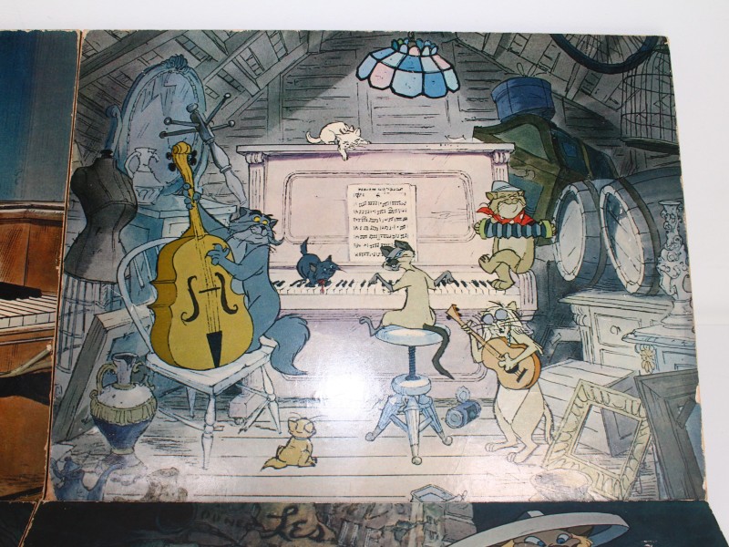 4 Vintage Disney Aristocats prenten op hout