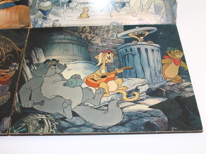 4 Vintage Disney Aristocats prenten op hout