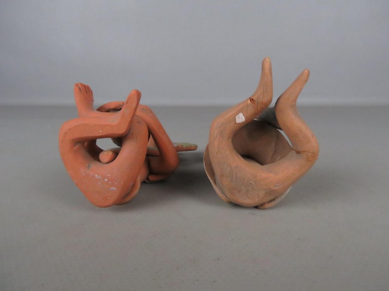 2 vintage terracotta Azteken beeldjes