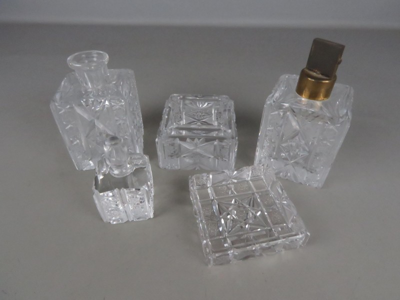 Vintage kristallen parfum set