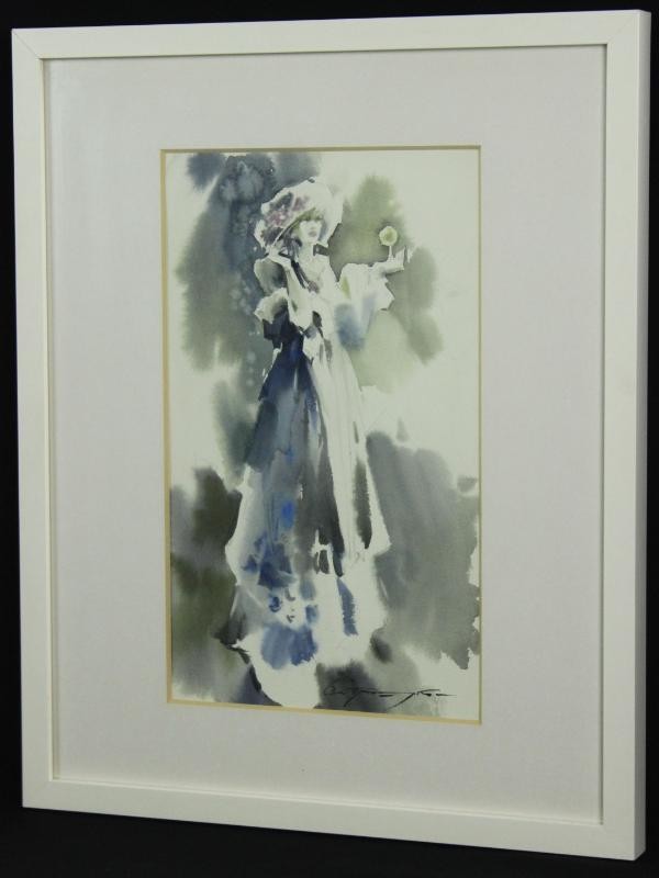 Aquarel met elegante dame - Slawa Prischedko (°1957)