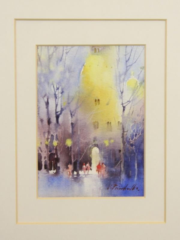 Aquarel met stadsgezicht - Viktoria Prischedko (°1964)