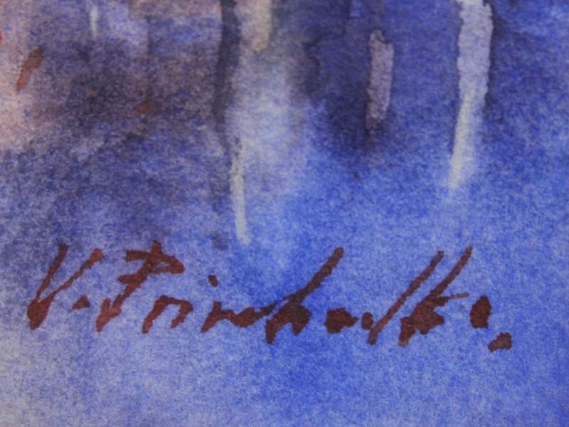 Aquarel met stadsgezicht - Viktoria Prischedko (°1964)