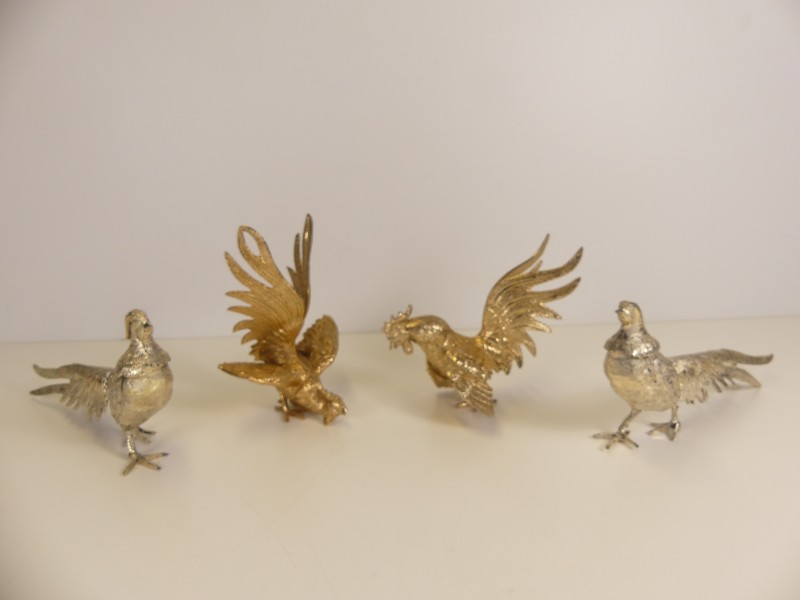 4 Vintage Vogels Beeldjes