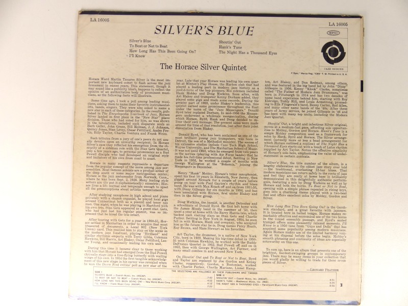 The Horace Silver Quintet - Silver's Blue LP