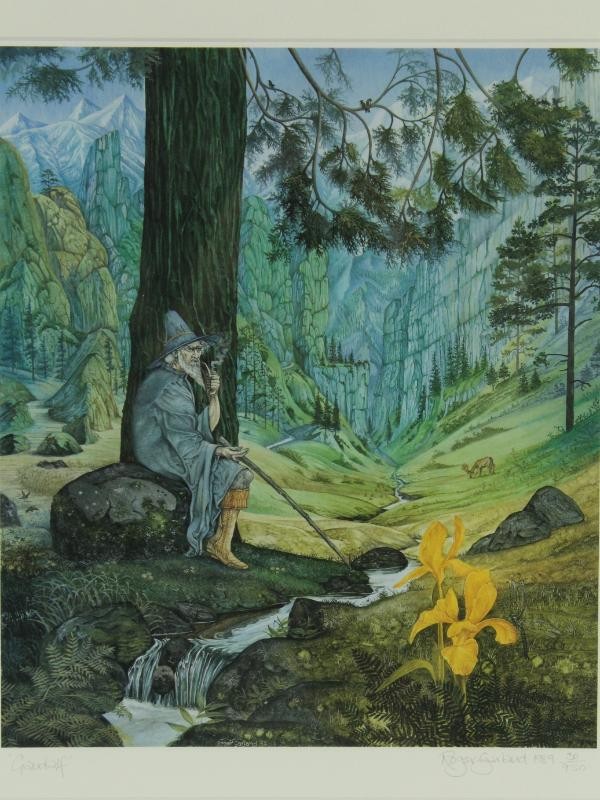 Gelimiteerde print 'Gandalf' - gesigneerd Roger Garland (1950-2017)