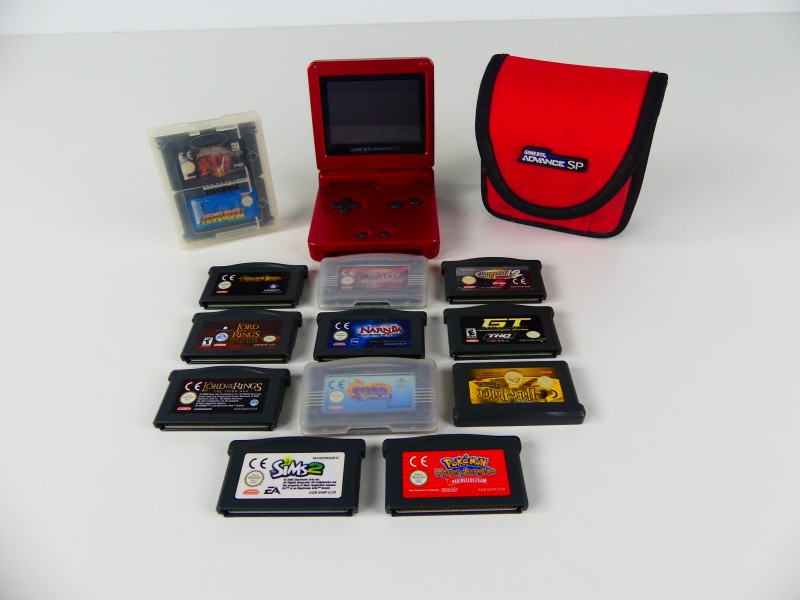 Game Boy Advance SP LCD-console + spelletjes