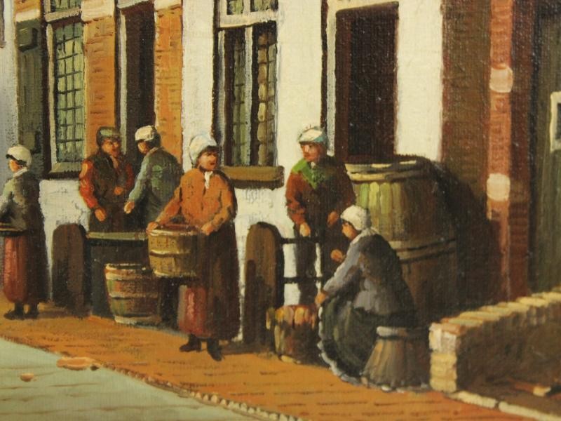 Olieverfschilderij met Hollands stadsgezicht - Jan Beekhout (°1937)