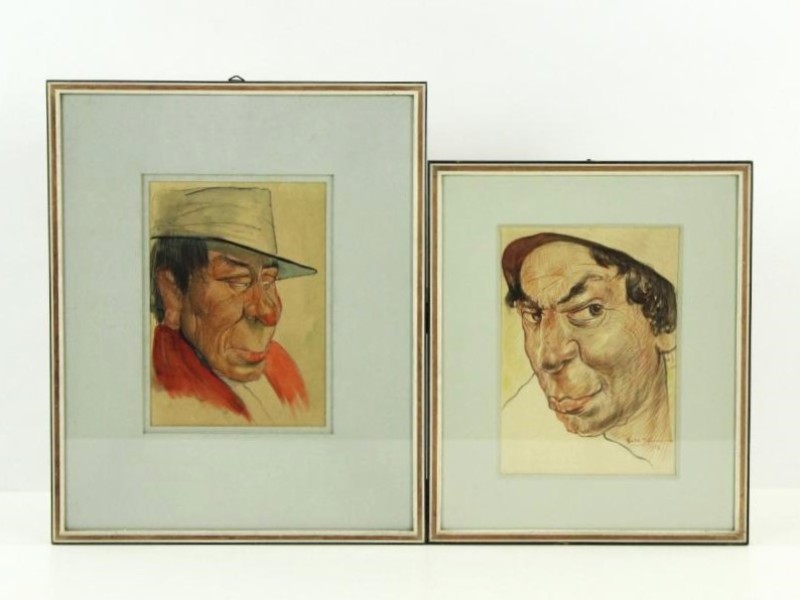 2 karikaturen Gaston Schuermans (1891-1962)