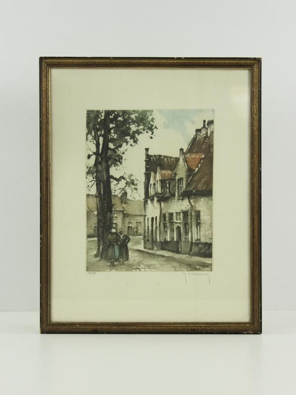 2 Litho's van Prinselijk Begijnhof te Brugge - Roger Hebbelinck (1912-1987)