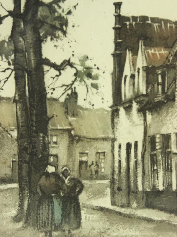 2 Litho's van Prinselijk Begijnhof te Brugge - Roger Hebbelinck (1912-1987)