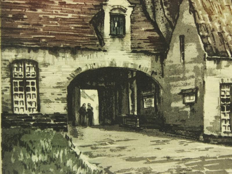 2 Litho's van Prinselijk Begijnhof te Brugge - Roger Hebbelinck (1912-1987)