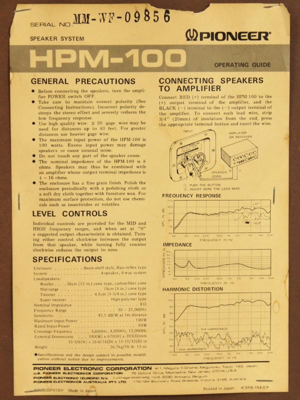 Pioneer HPM-100 4-weg, 4-speaker basreflexsysteem