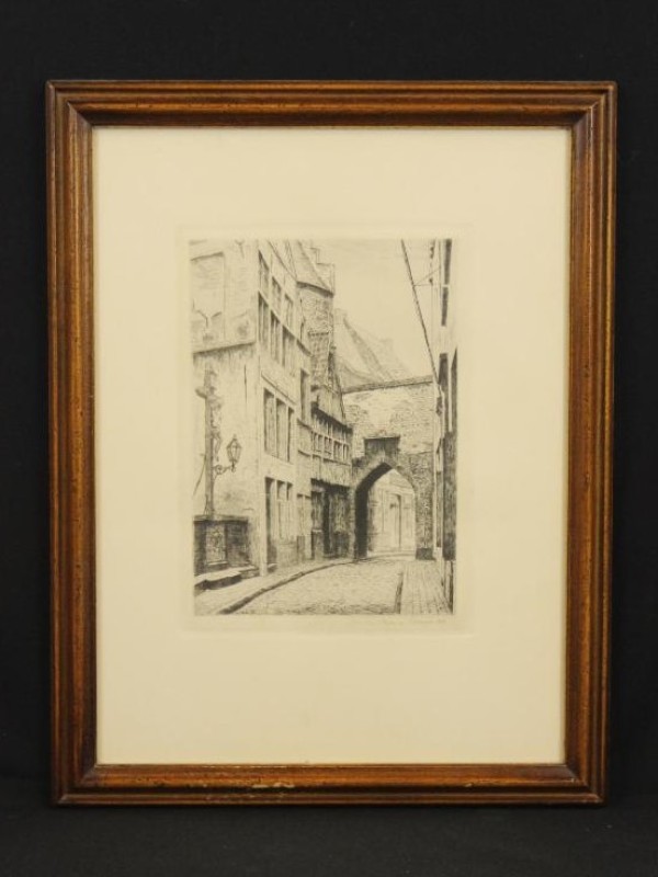 Pieter Verhaert ets 'Rue du Steen à Anvers' 1881