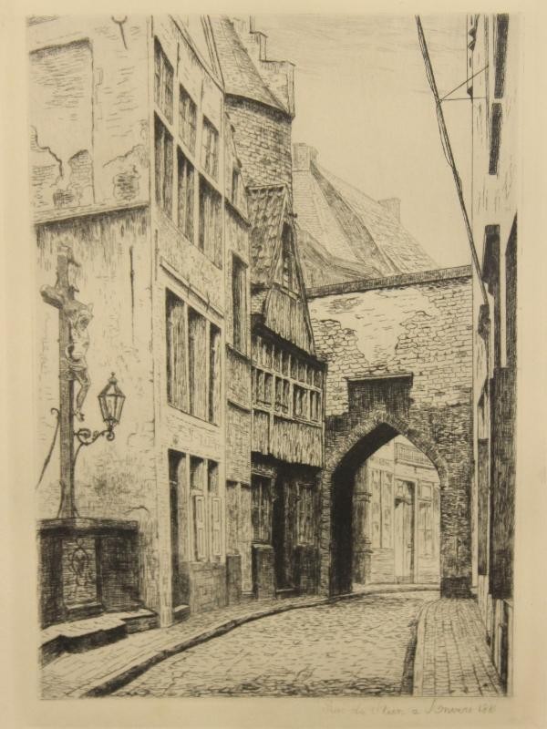 Pieter Verhaert ets 'Rue du Steen à Anvers' 1881