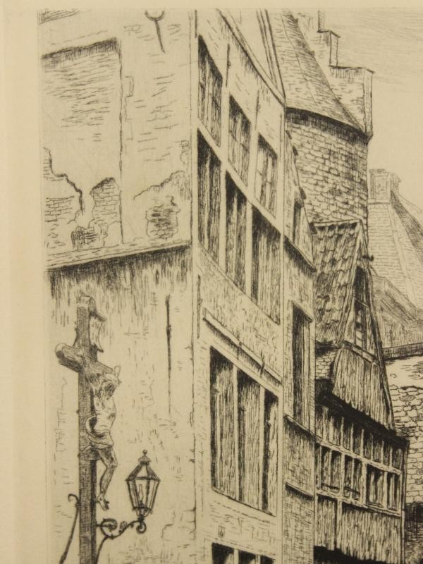 Pieter Verhaert ets 'Rue du Steen à Anvers' 1881