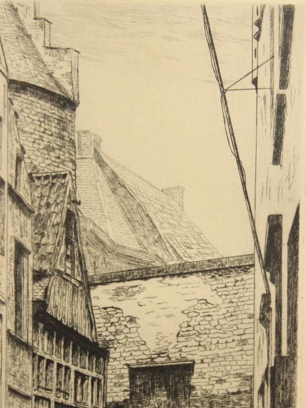 Pieter Verhaert ets 'Rue du Steen à Anvers' 1881