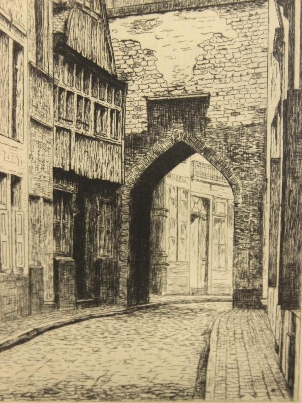 Pieter Verhaert ets 'Rue du Steen à Anvers' 1881