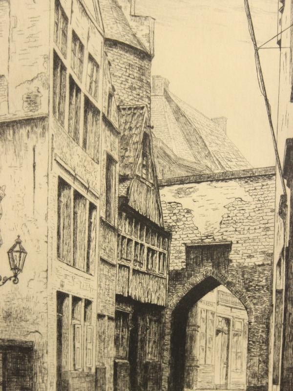 Pieter Verhaert ets 'Rue du Steen à Anvers' 1881