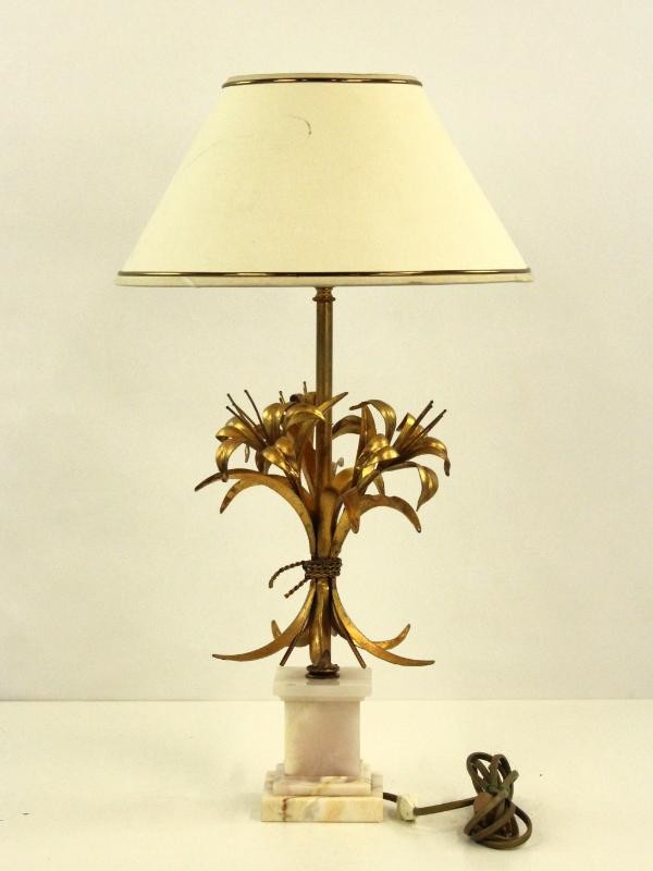 Florale lamp met marmere voetsteun