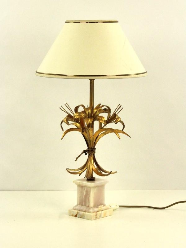 Florale lamp met marmere voetsteun