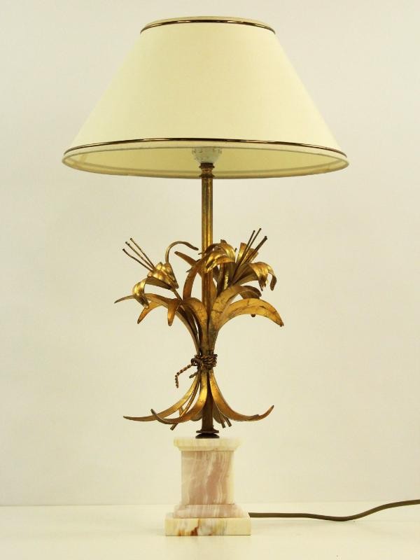 Florale lamp met marmere voetsteun