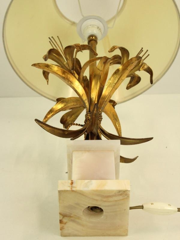 Florale lamp met marmere voetsteun