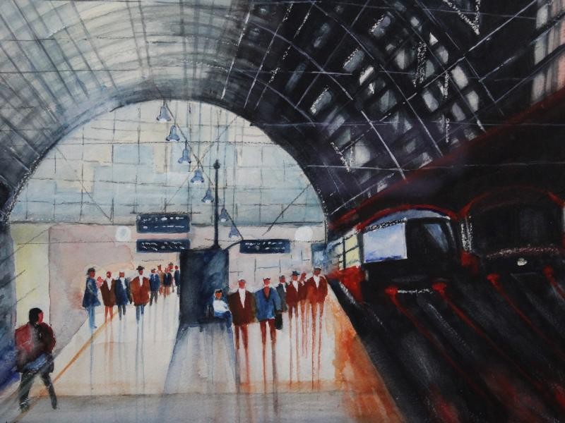 Aquarel 'Centraal Station van Antwerpen' - Rik Vendelmans