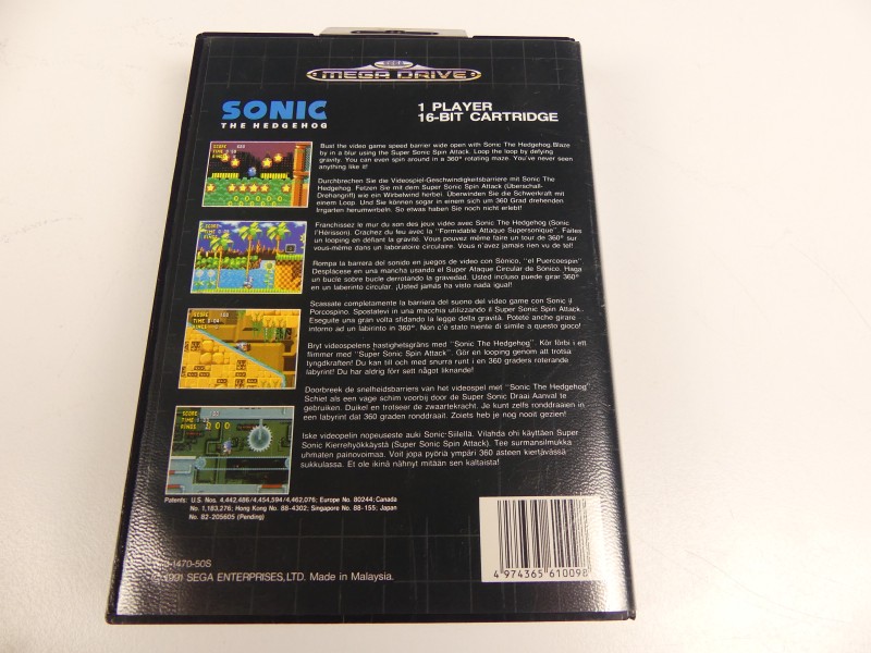 SEGA Mega Drive 16Bit  - in doos + Sonic Hedgehog spel