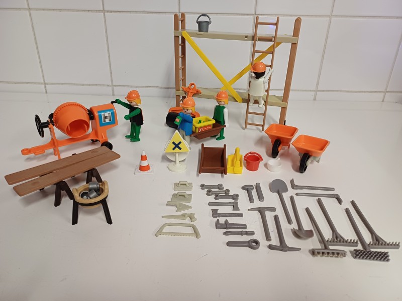 Vintage Playmobil bouwvakkers en steiger